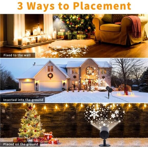 Christmas Snowflake Projector Lights Outdoor Indoor 360 Degree Adjustable - Picture 2 of 6